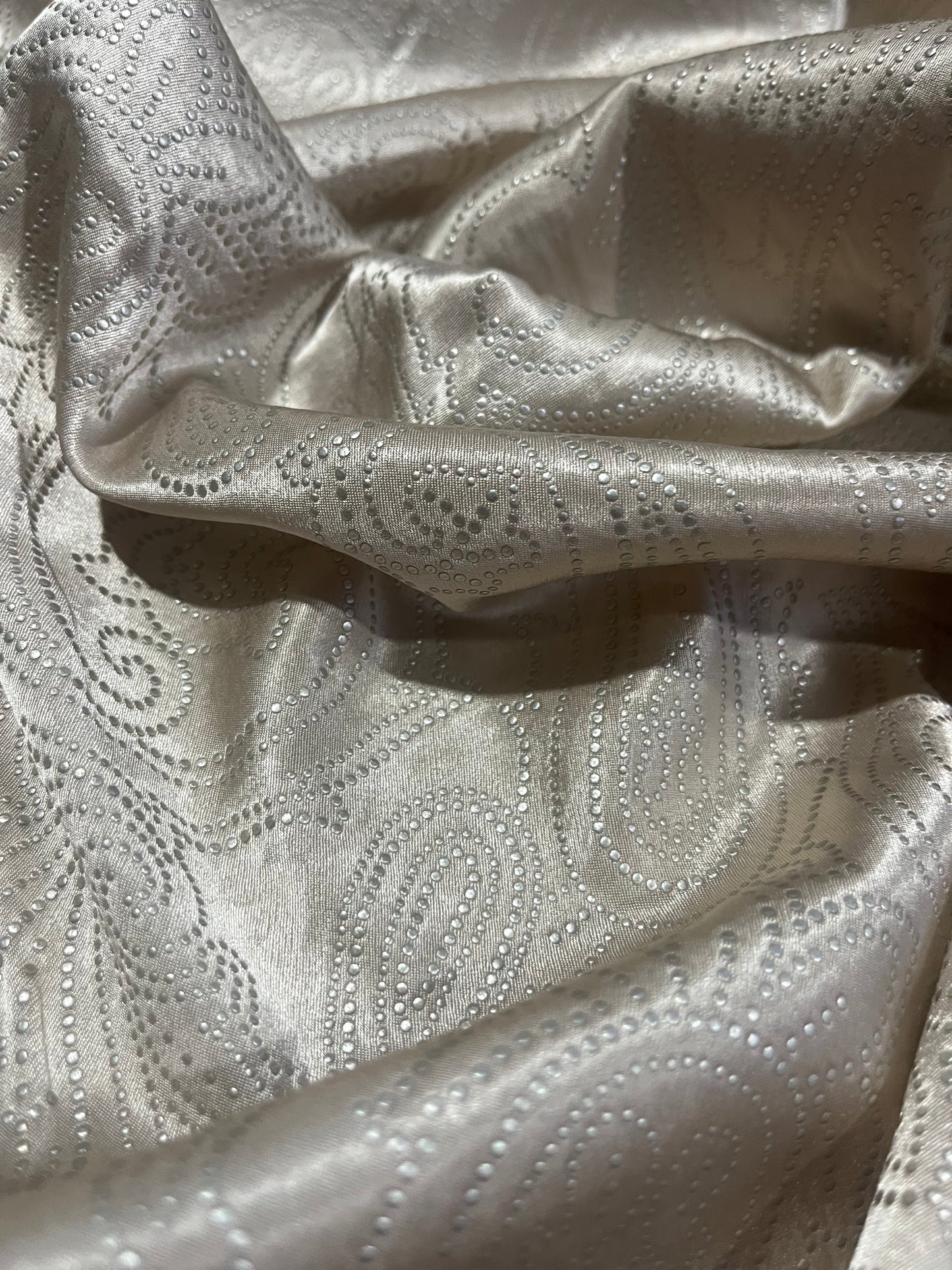 C01 JUST 030 viscose satin with silver aplicated print