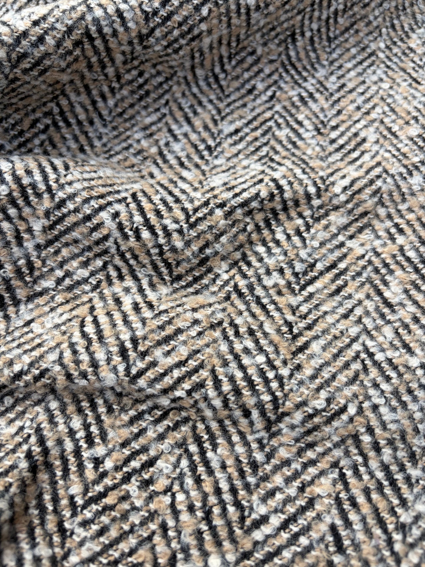 WOOL EDIT 017 sand/black heavy wool coat fabric