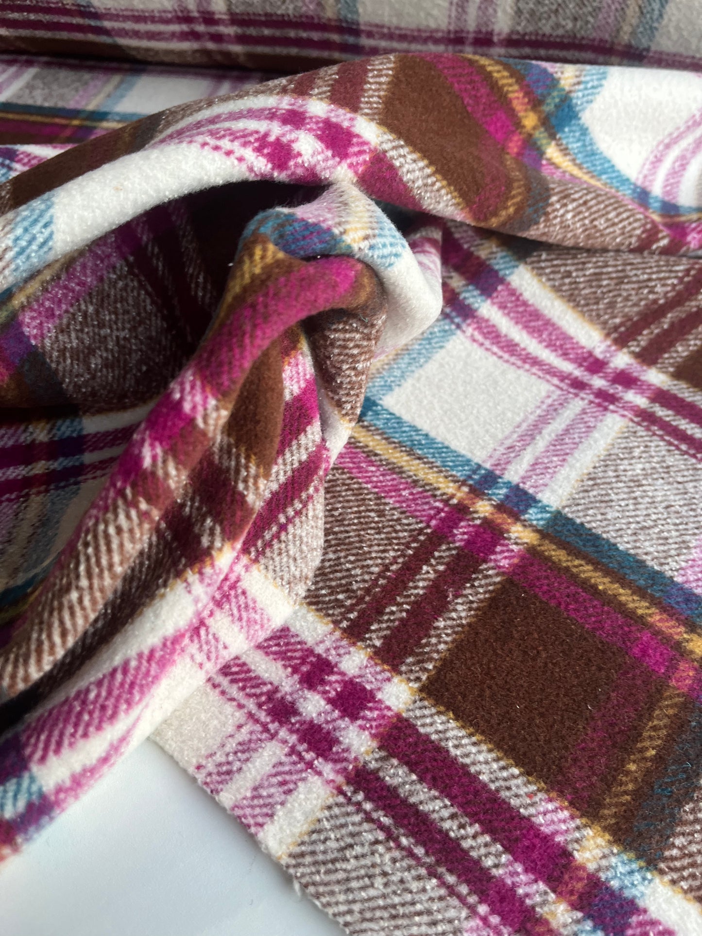 ZACHARIE 006 heavy wool check brown/petrol/mauve