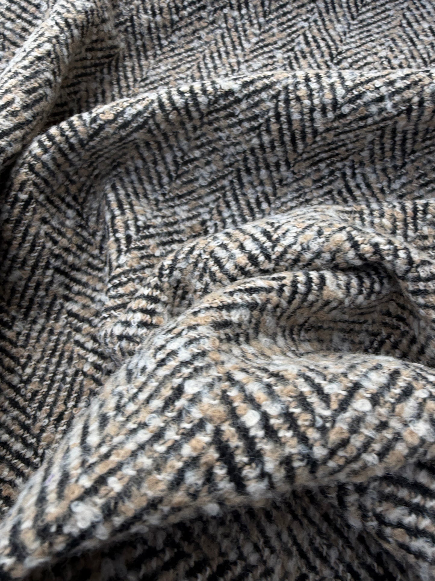 WOOL EDIT 017 sand/black heavy wool coat fabric