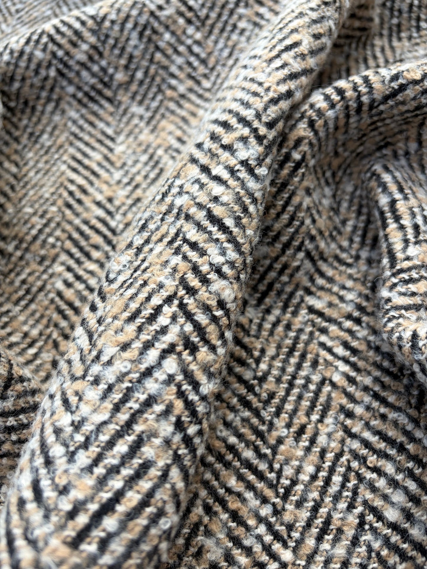 WOOL EDIT 017 sand/black heavy wool coat fabric