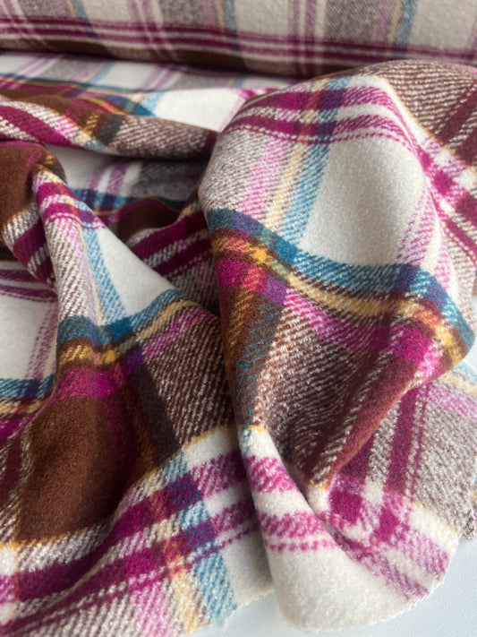 ZACHARIE 006 heavy wool check brown/petrol/mauve