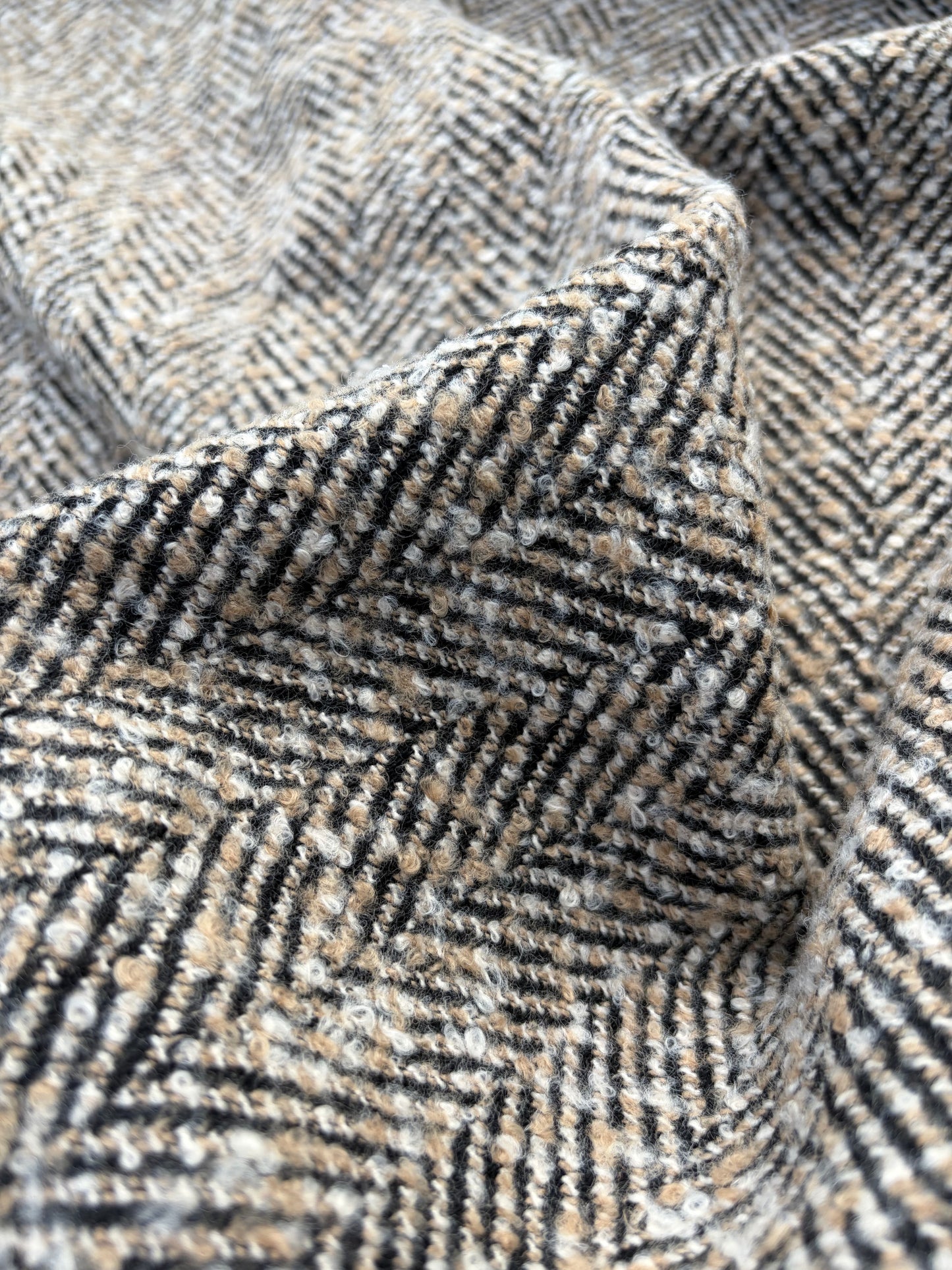 WOOL EDIT 017 sand/black heavy wool coat fabric