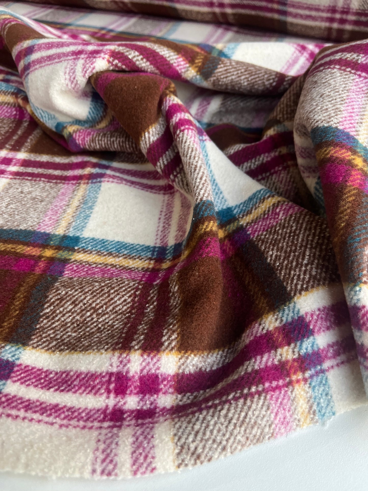 ZACHARIE 006 heavy wool check brown/petrol/mauve