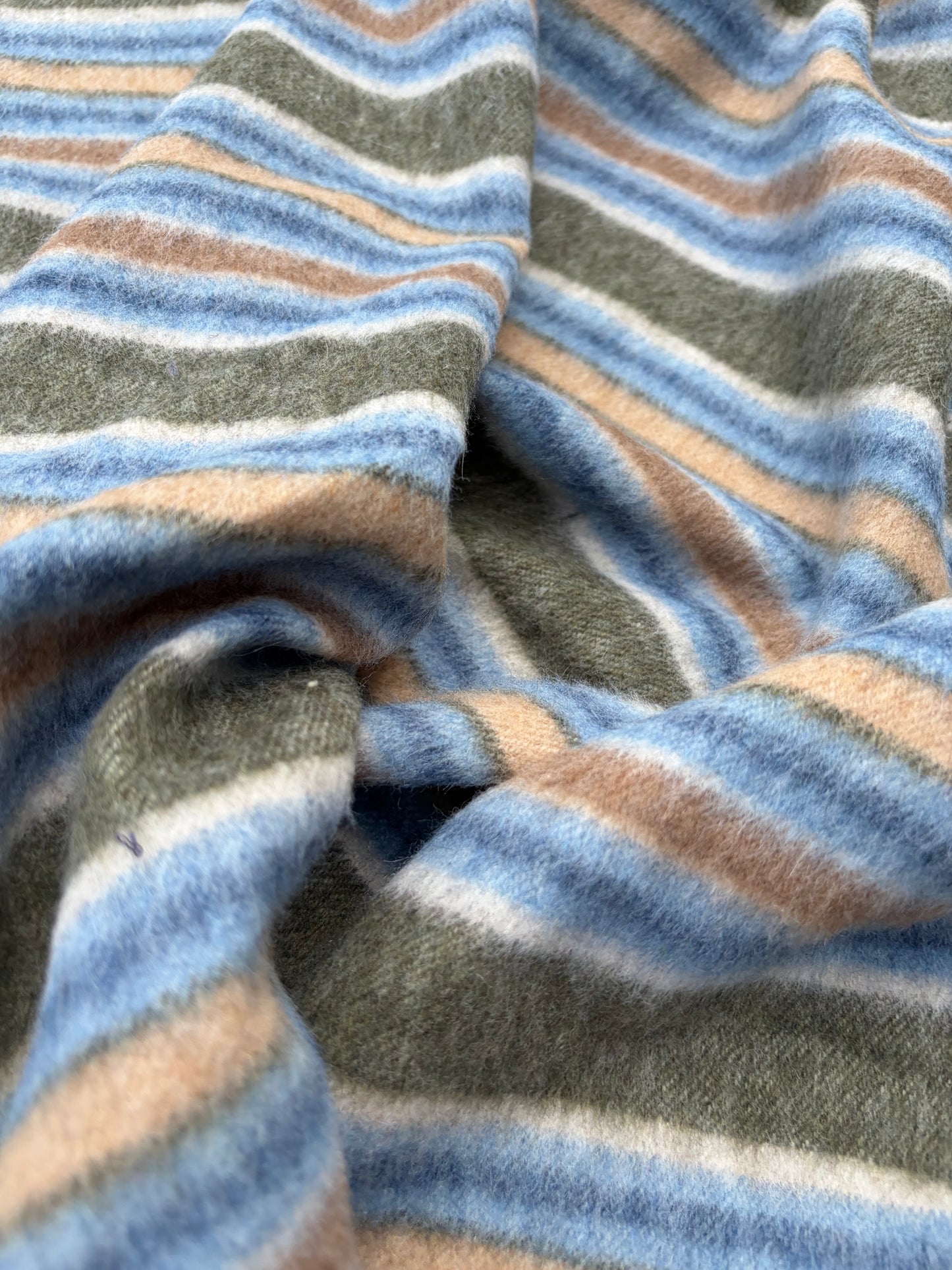 WOOL EDIT 019 ice blue/khaky striped heavy wool drape