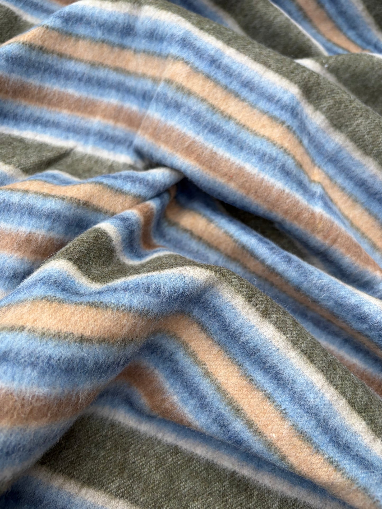 WOOL EDIT 019 ice blue/khaky striped heavy wool drape