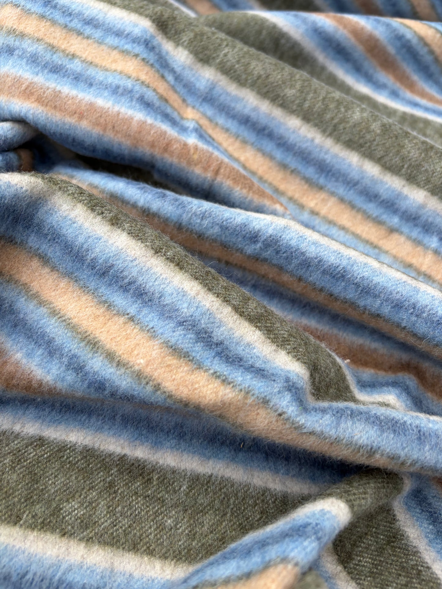 WOOL EDIT 019 ice blue/khaky striped heavy wool drape