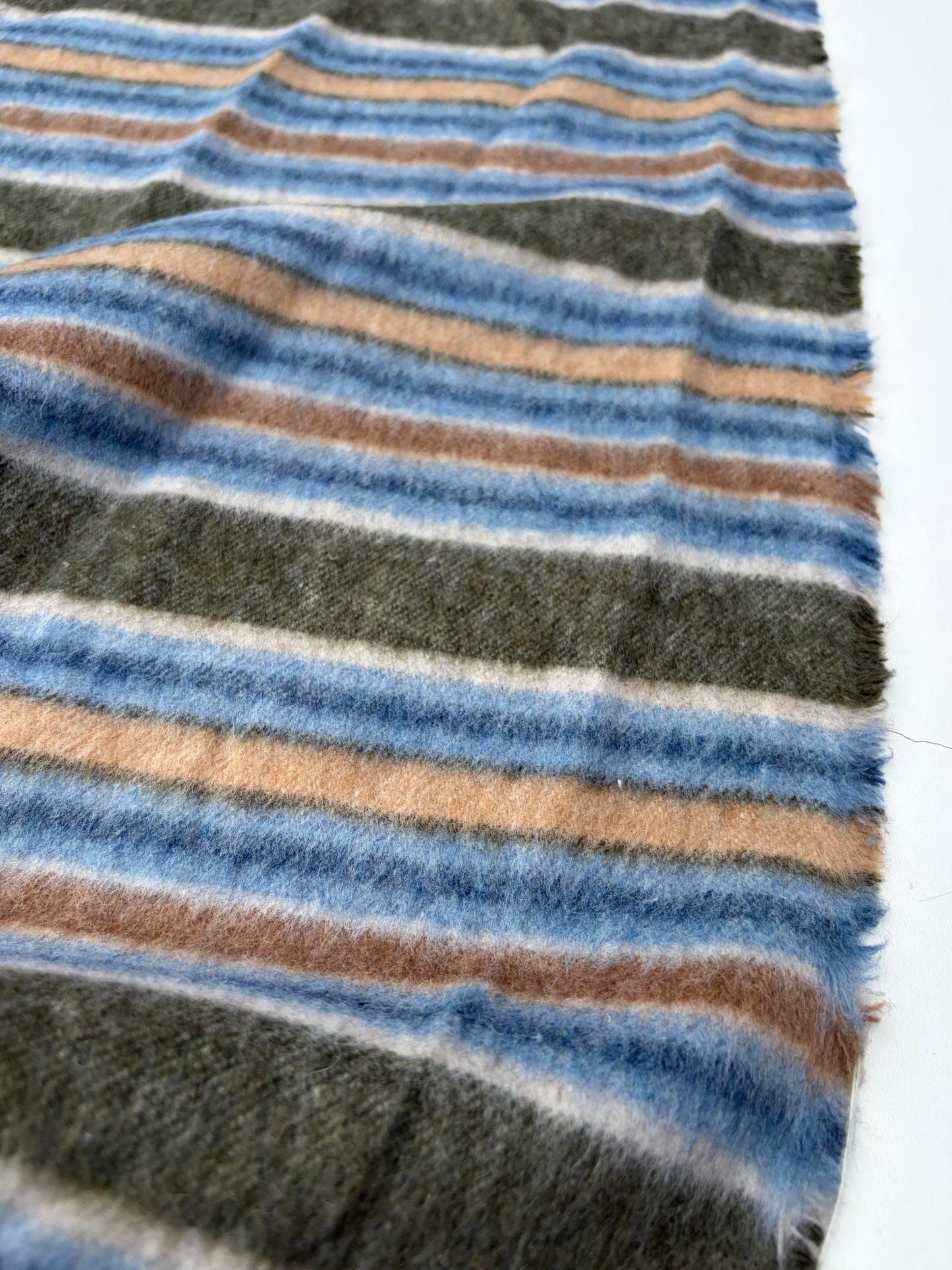 WOOL EDIT 019 ice blue/khaky striped heavy wool drape