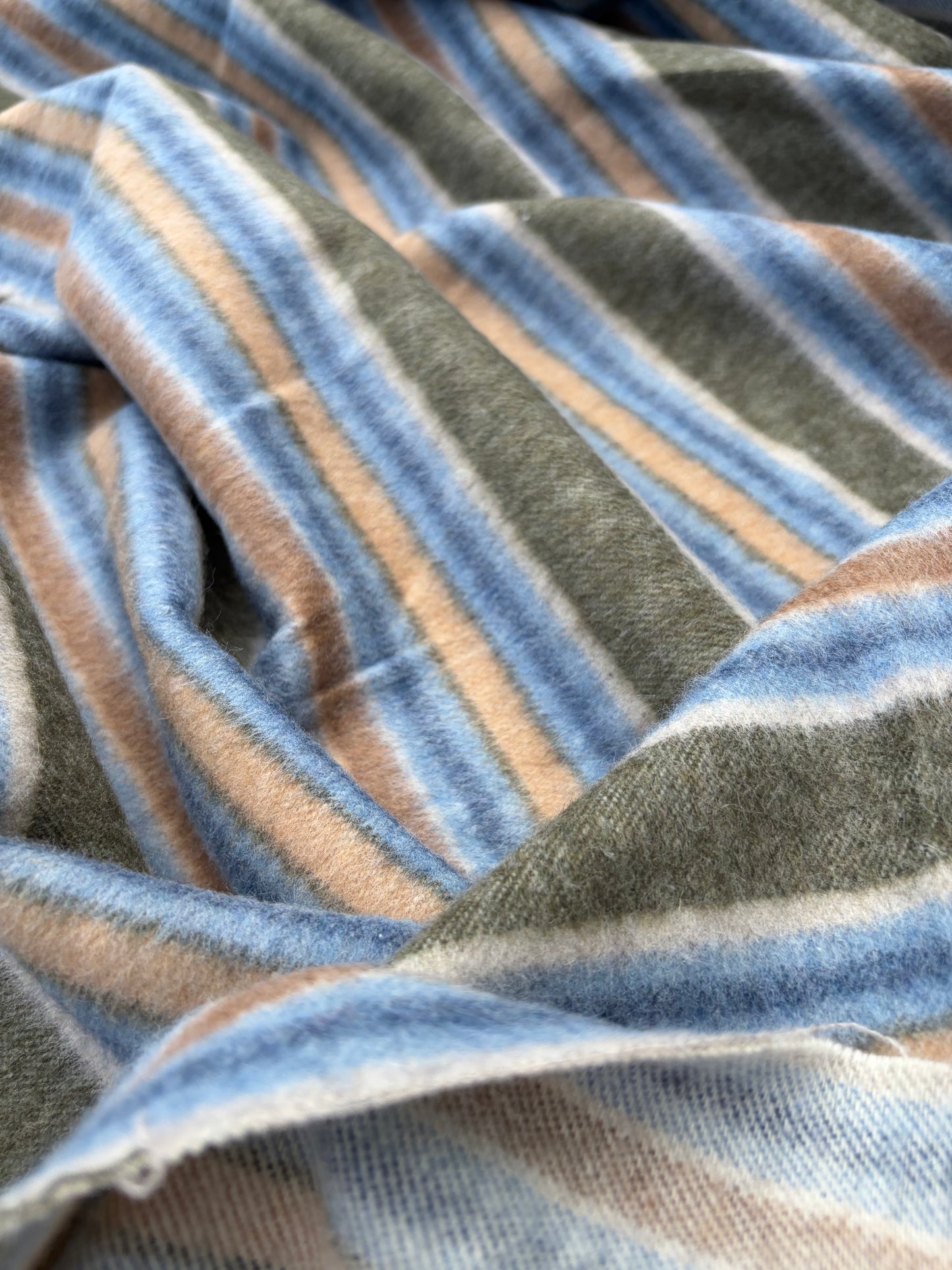 WOOL EDIT 019 ice blue/khaky striped heavy wool drape