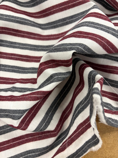 EMILE 012 cotton colourwoven horizontal striped shirting fabric