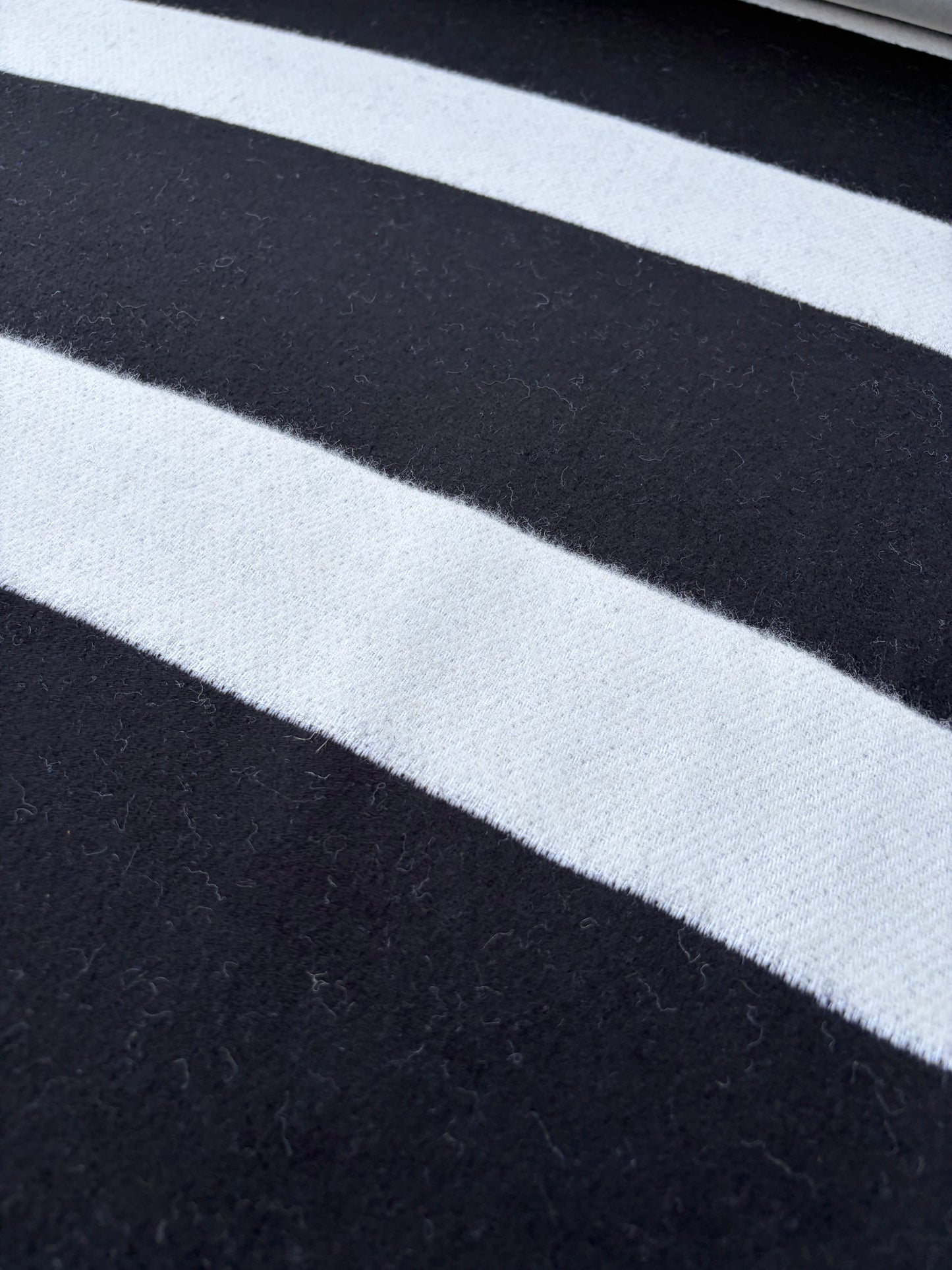 WOOL EDIT 022 black/white striped  double face boiled wool