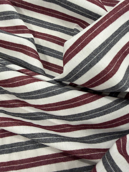 EMILE 012 cotton colourwoven horizontal striped shirting fabric