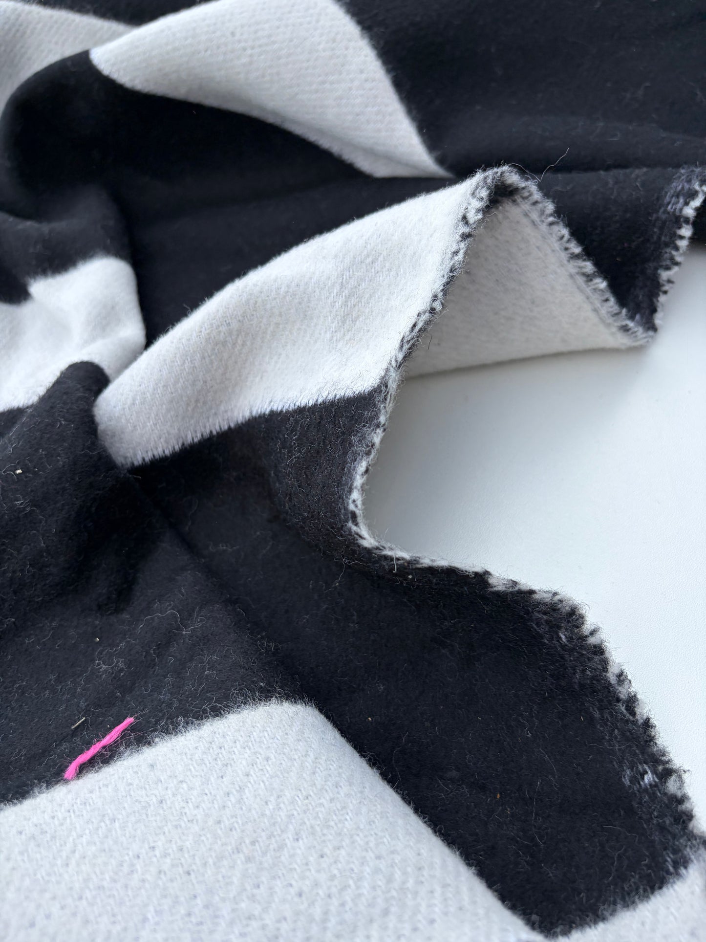 WOOL EDIT 022 black/white striped  double face boiled wool