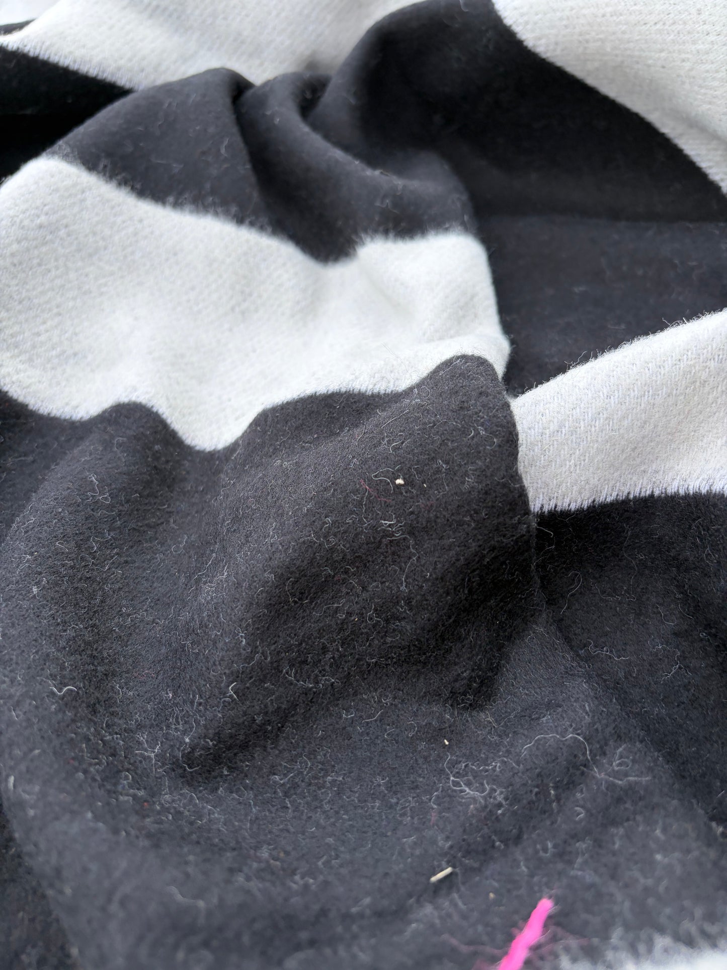 WOOL EDIT 022 black/white striped  double face boiled wool