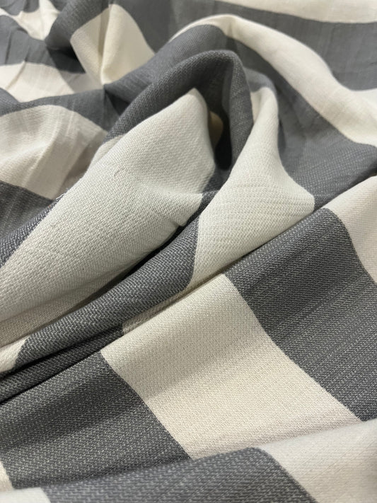 TRENTO 003 woven cotton stripe greywhite