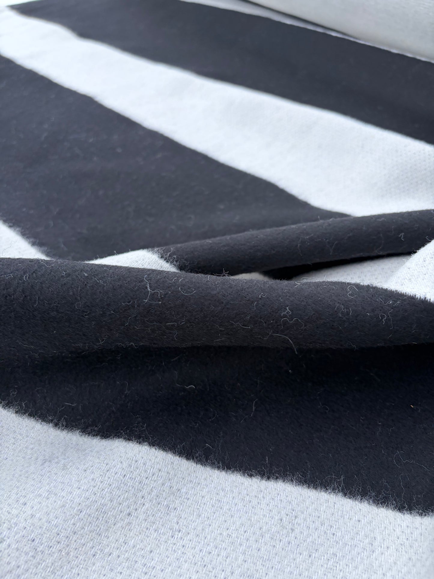 WOOL EDIT 022 black/white striped  double face boiled wool