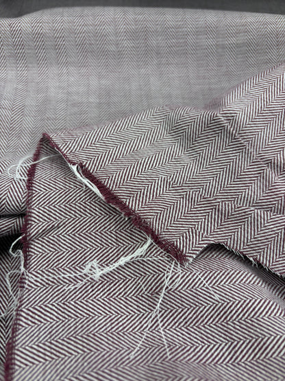 EMILE 013 cotton colourwoven herringbone aubergine