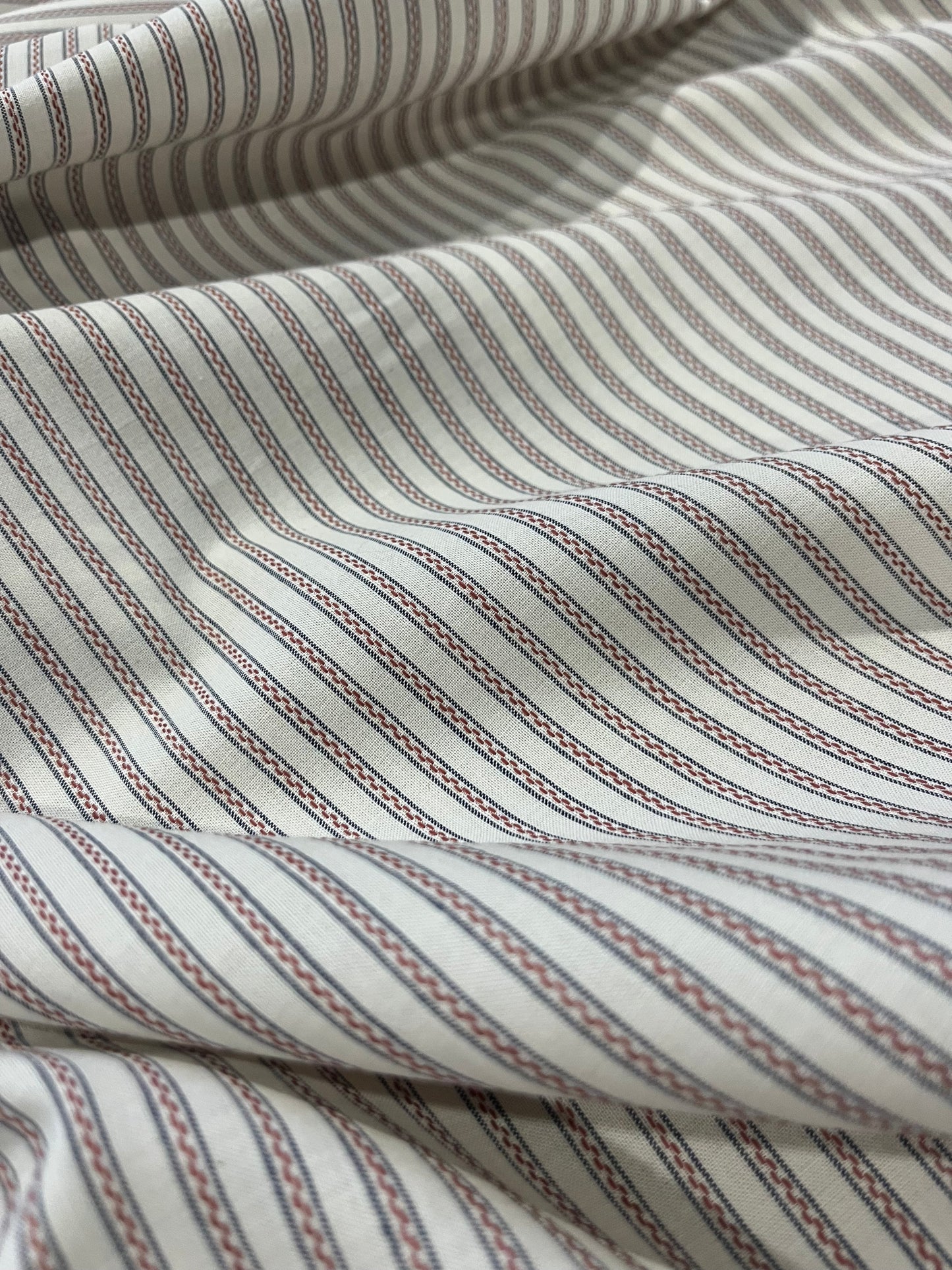 TRENTO 004 woven cotton stripe ecru/brique/navy