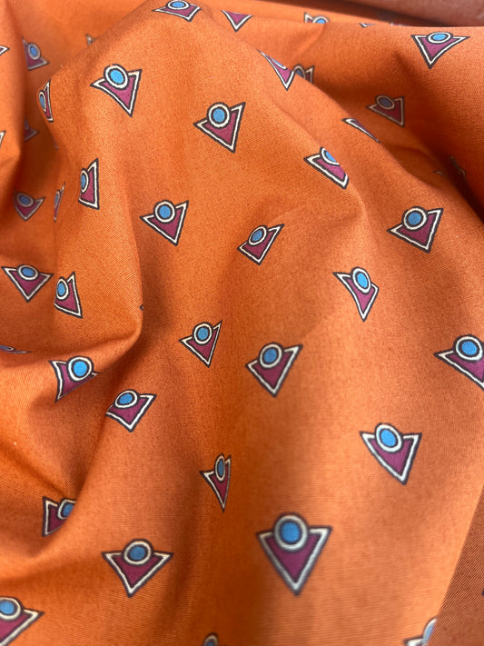 WINDSOR 008 poplin with cognac small print