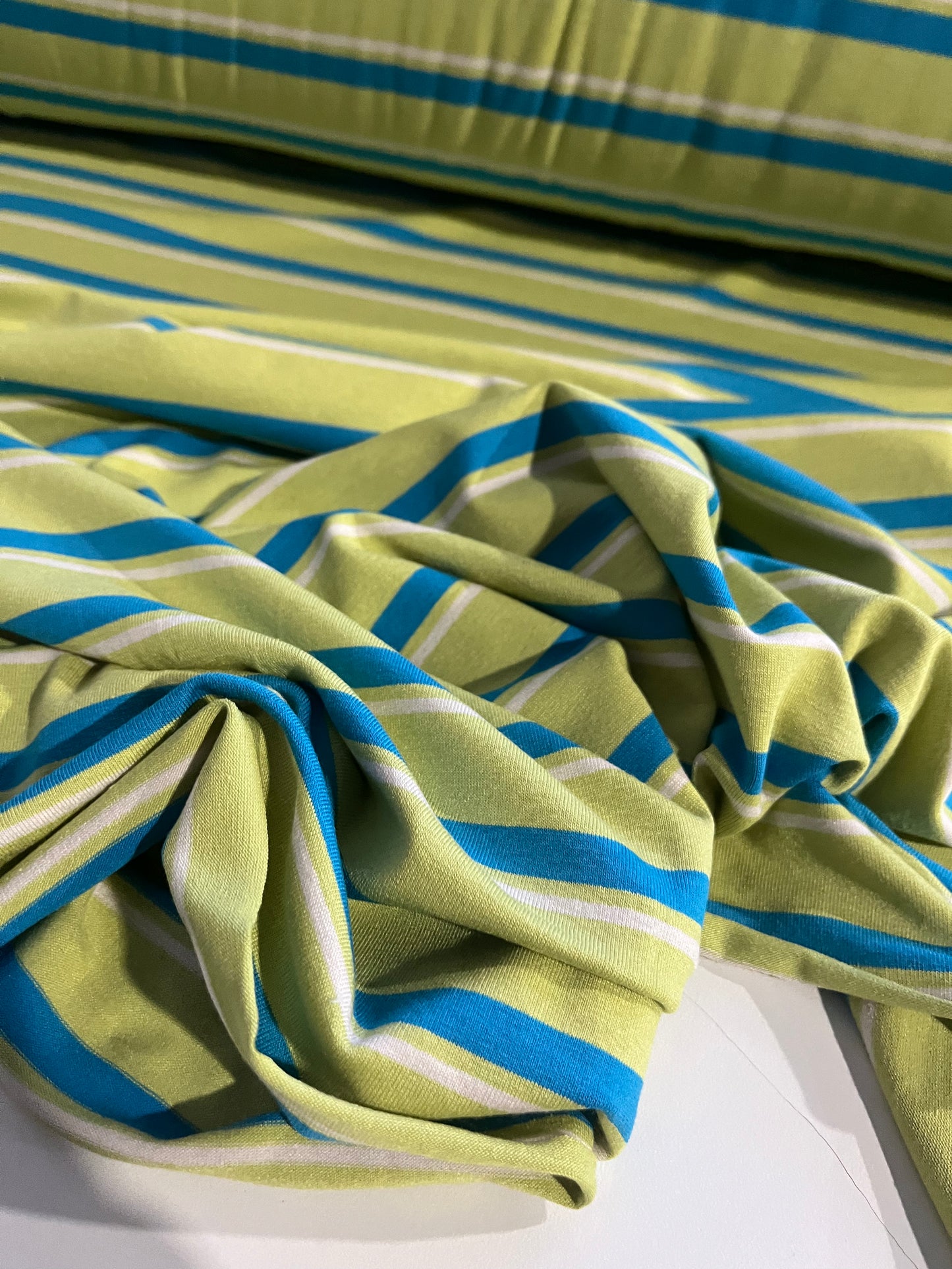 CLAUDY 019 viscose jersey stripes green/turquoise