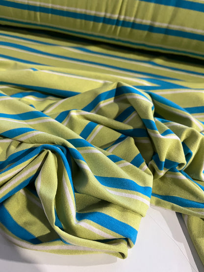 CLAUDY 019 viscose jersey stripes green/turquoise
