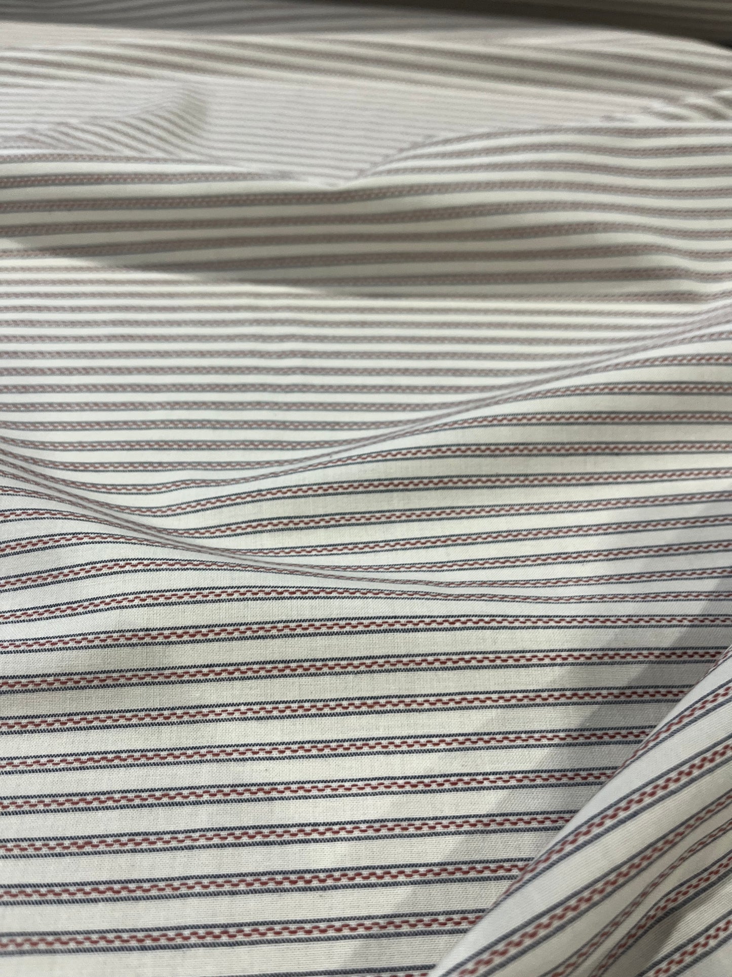 TRENTO 004 woven cotton stripe ecru/brique/navy