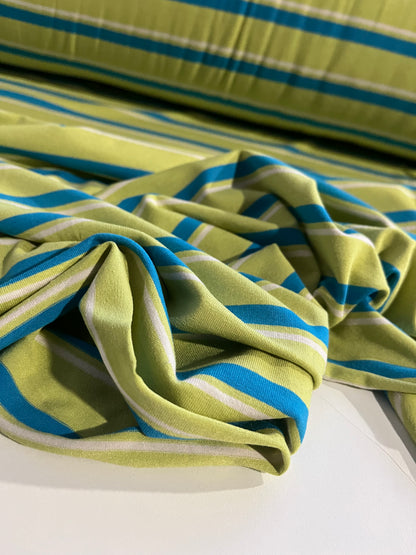 CLAUDY 019 viscose jersey stripes green/turquoise