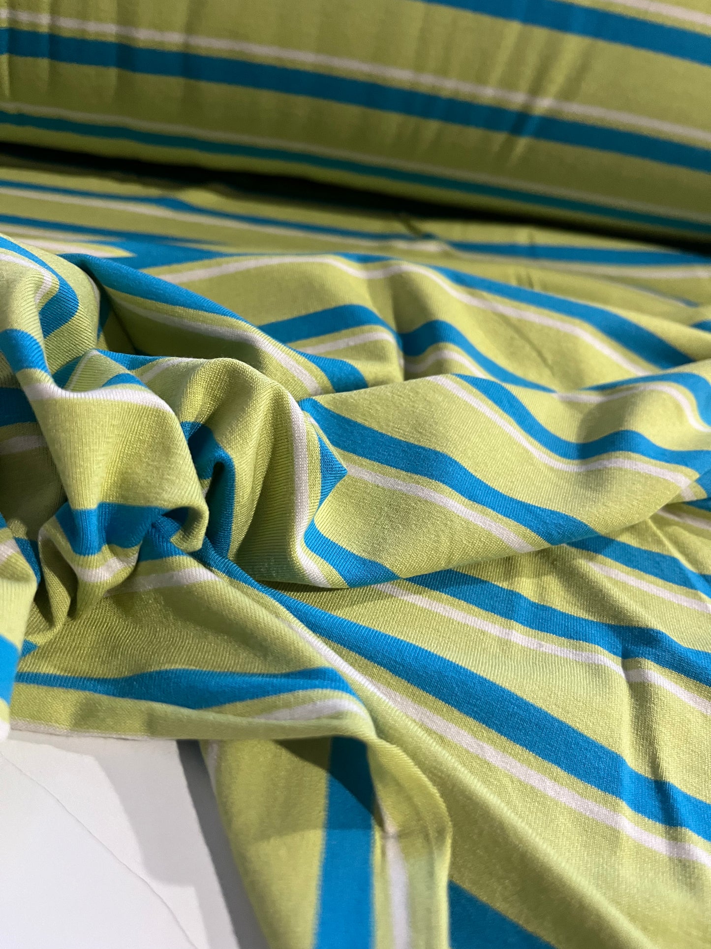 CLAUDY 019 viscose jersey stripes green/turquoise