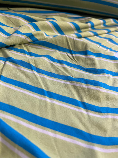 CLAUDY 019 viscose jersey stripes green/turquoise