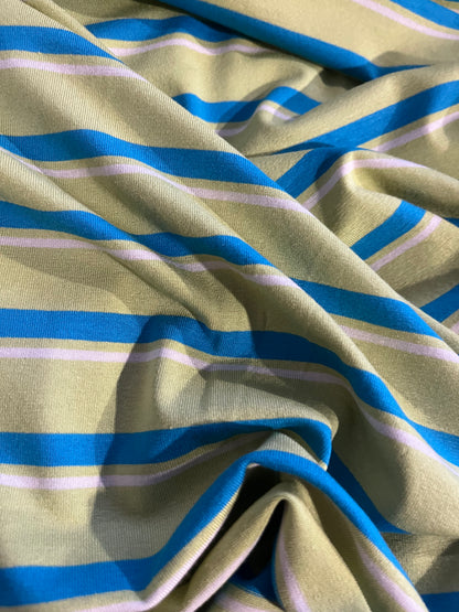 CLAUDY 019 viscose jersey stripes green/turquoise