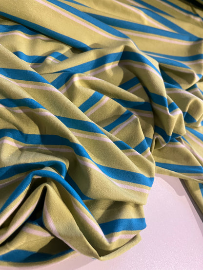 CLAUDY 019 viscose jersey stripes green/turquoise