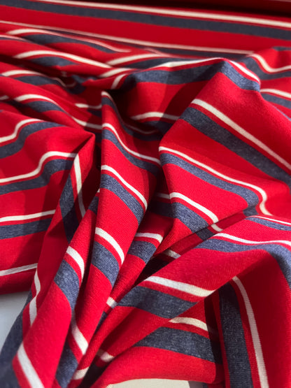 CLAUDY 020 viscose jersey stripes red/jeans