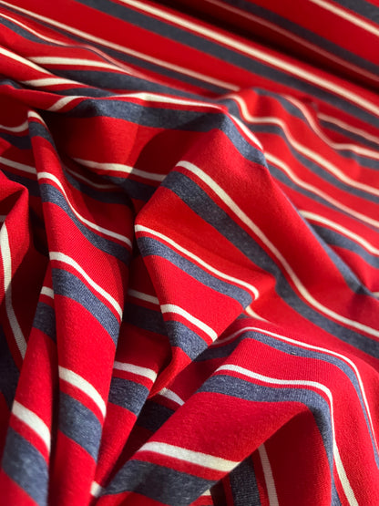 CLAUDY 020 viscose jersey stripes red/jeans
