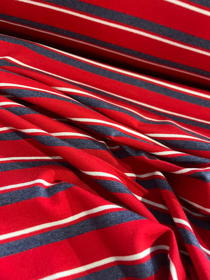 CLAUDY 020 viscose jersey stripes red/jeans