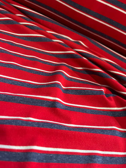CLAUDY 020 viscose jersey stripes red/jeans