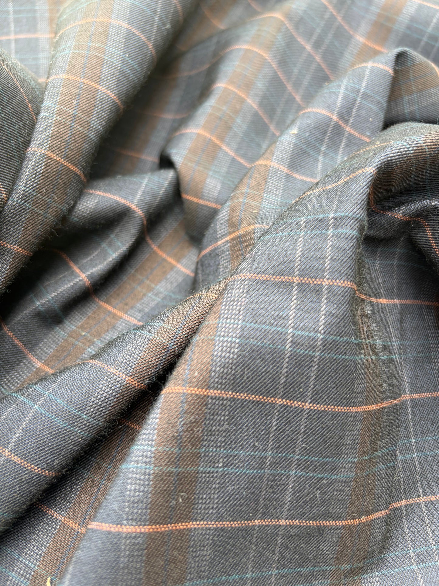 WOOL EDIT 027 black/blue checkered wool stretch