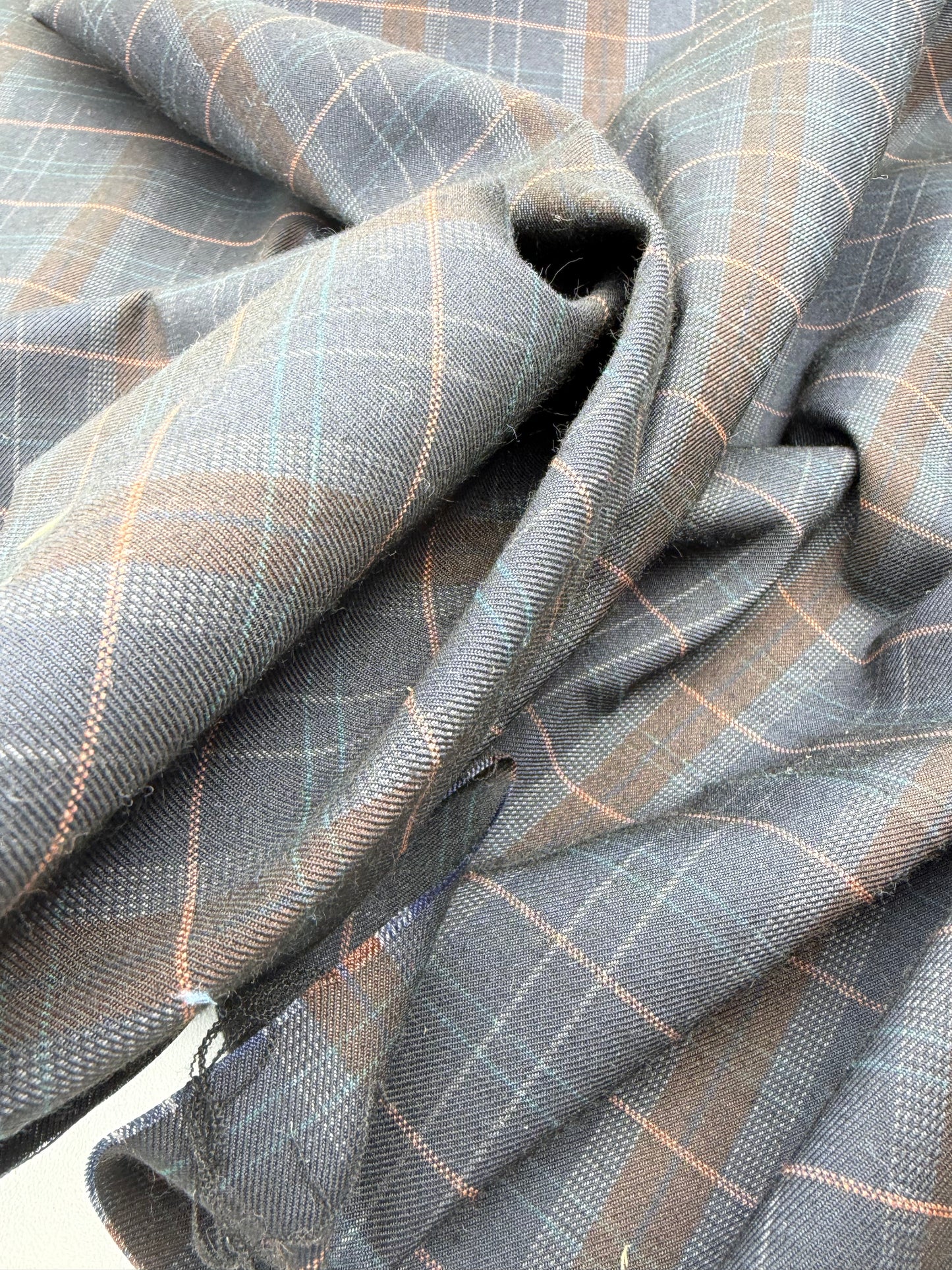 WOOL EDIT 027 black/blue checkered wool stretch