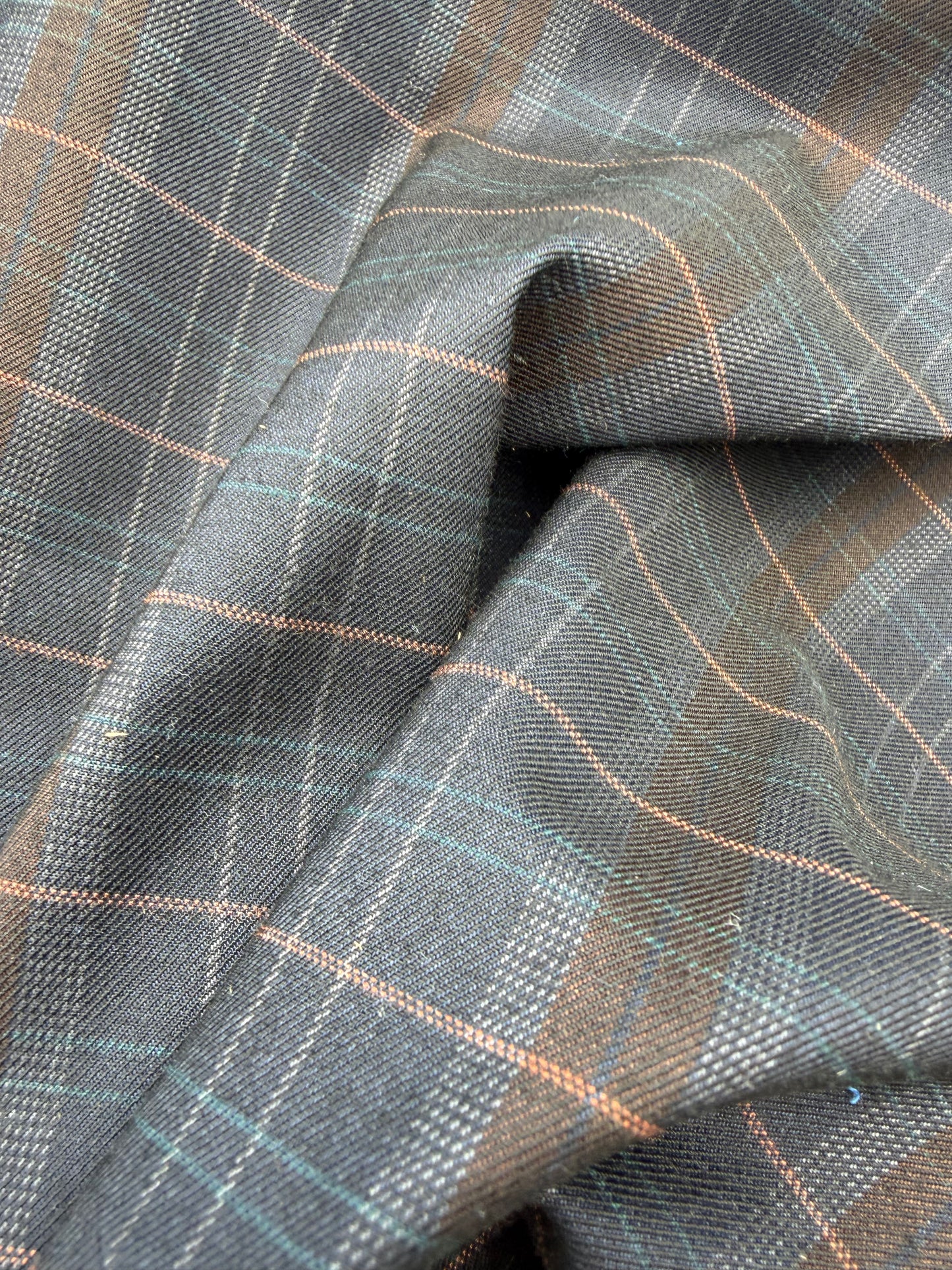 WOOL EDIT 027 black/blue checkered wool stretch
