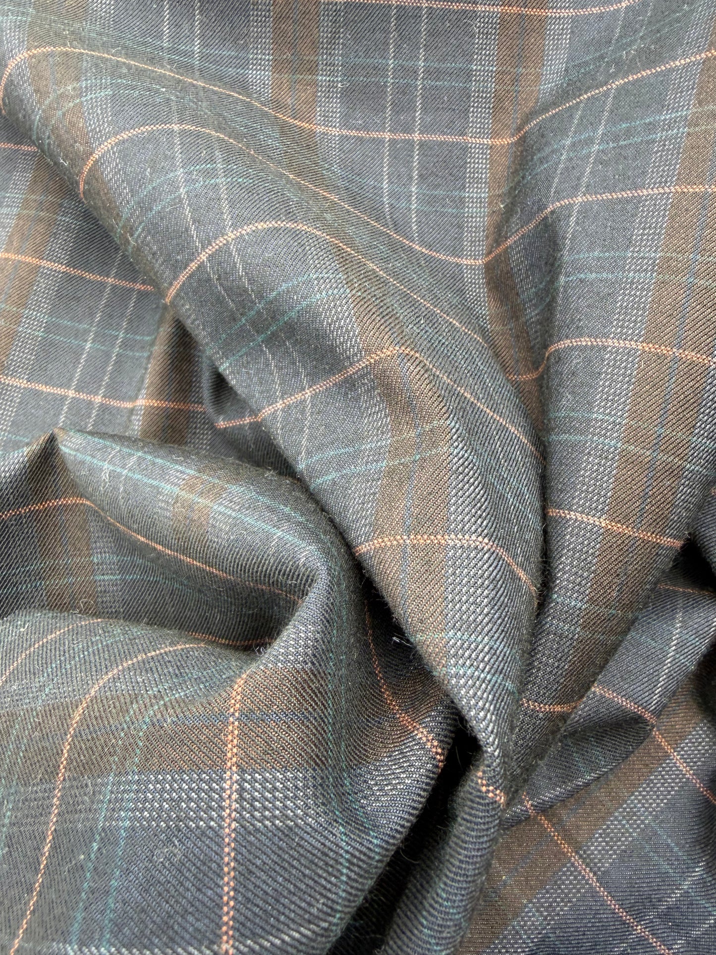 WOOL EDIT 027 black/blue checkered wool stretch