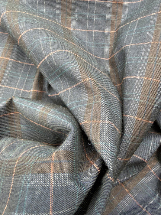 WOOL EDIT 027 black/blue checkered wool stretch