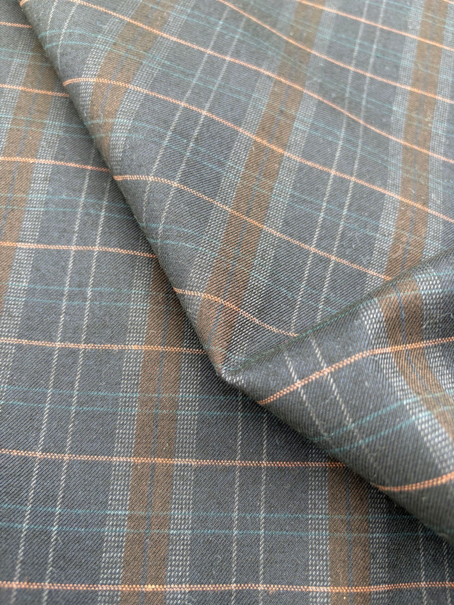 WOOL EDIT 027 black/blue checkered wool stretch