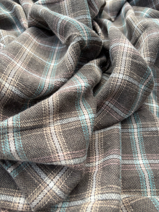 WOOL EDIT 030 brown shirting check with wool