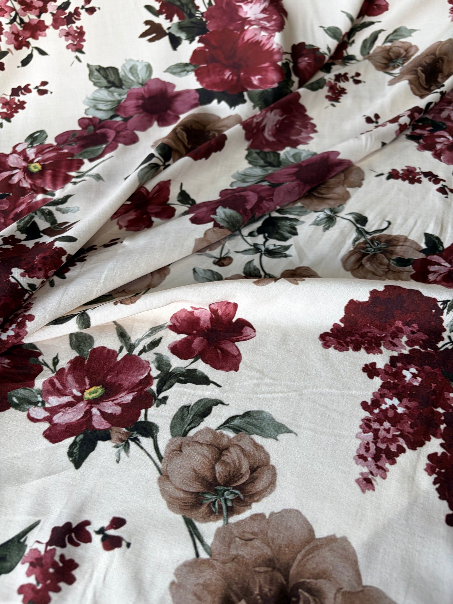 PC AL 034 viscose  fibrane red/brown/sand flowers