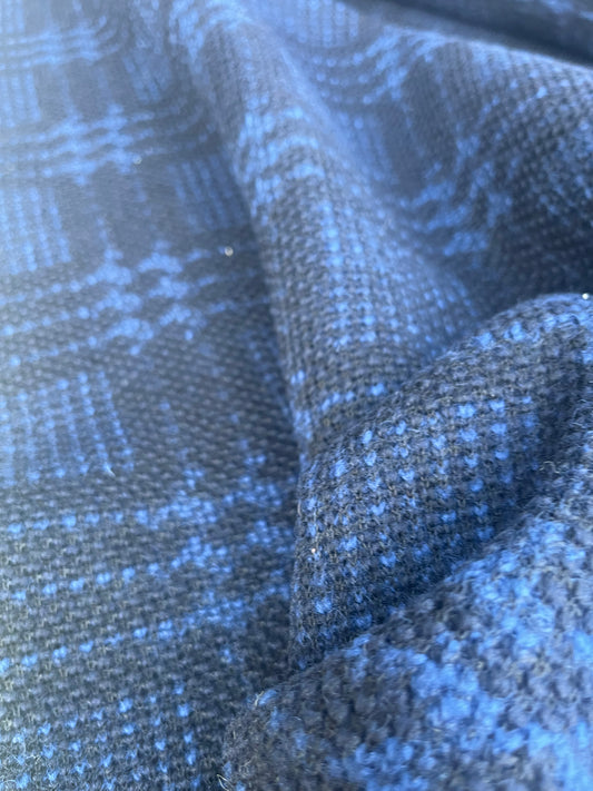 WINDSOR 021  heavy boiled wool structured check black/cobalt