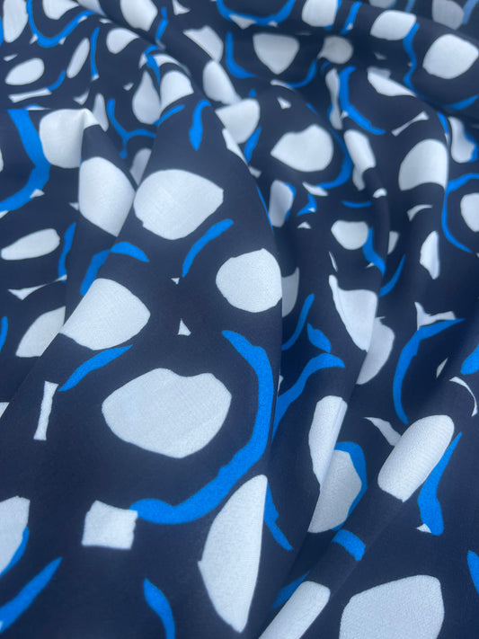 WINDSOR 023 crêpe viscose circles black/cobalt