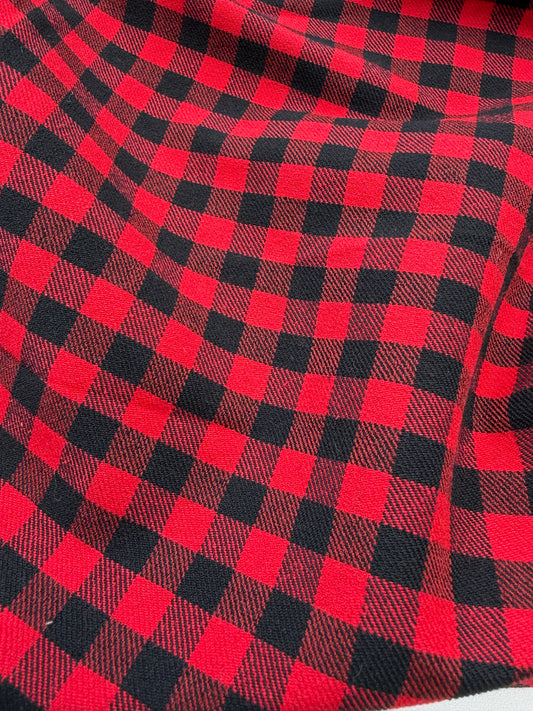 WOOL EDIT 035 red/black 8mm checkered stretch fabric with wool