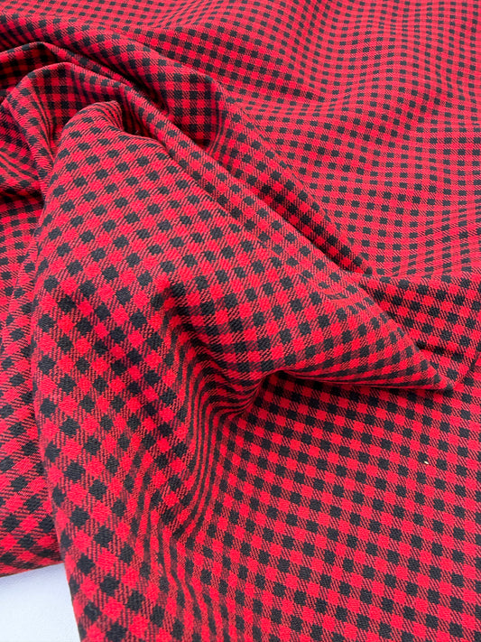 WOOL EDIT 036 red/black 3mm checkered stretch fabric with wool