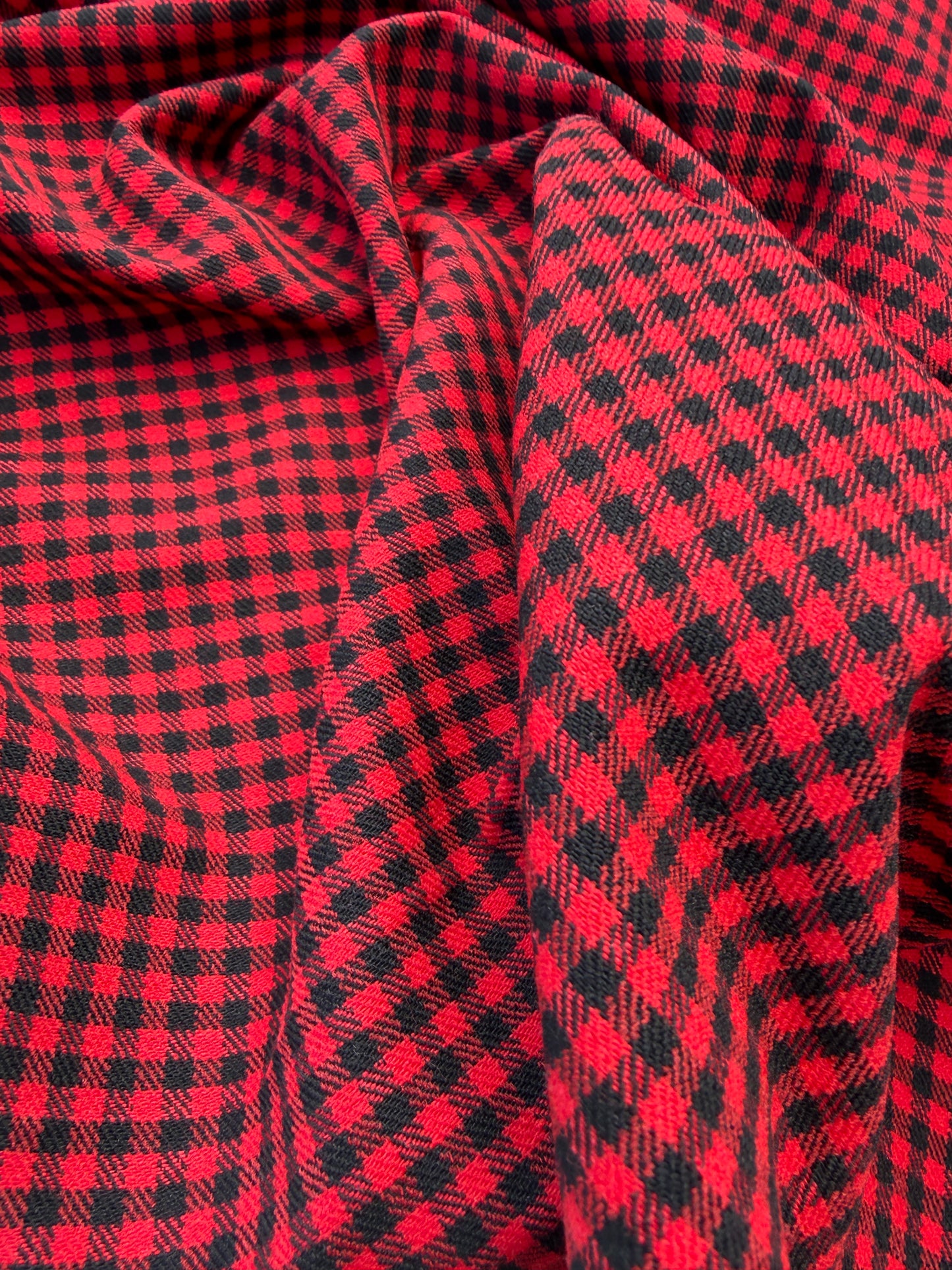 WOOL EDIT 036 red/black 3mm checkered stretch fabric with wool
