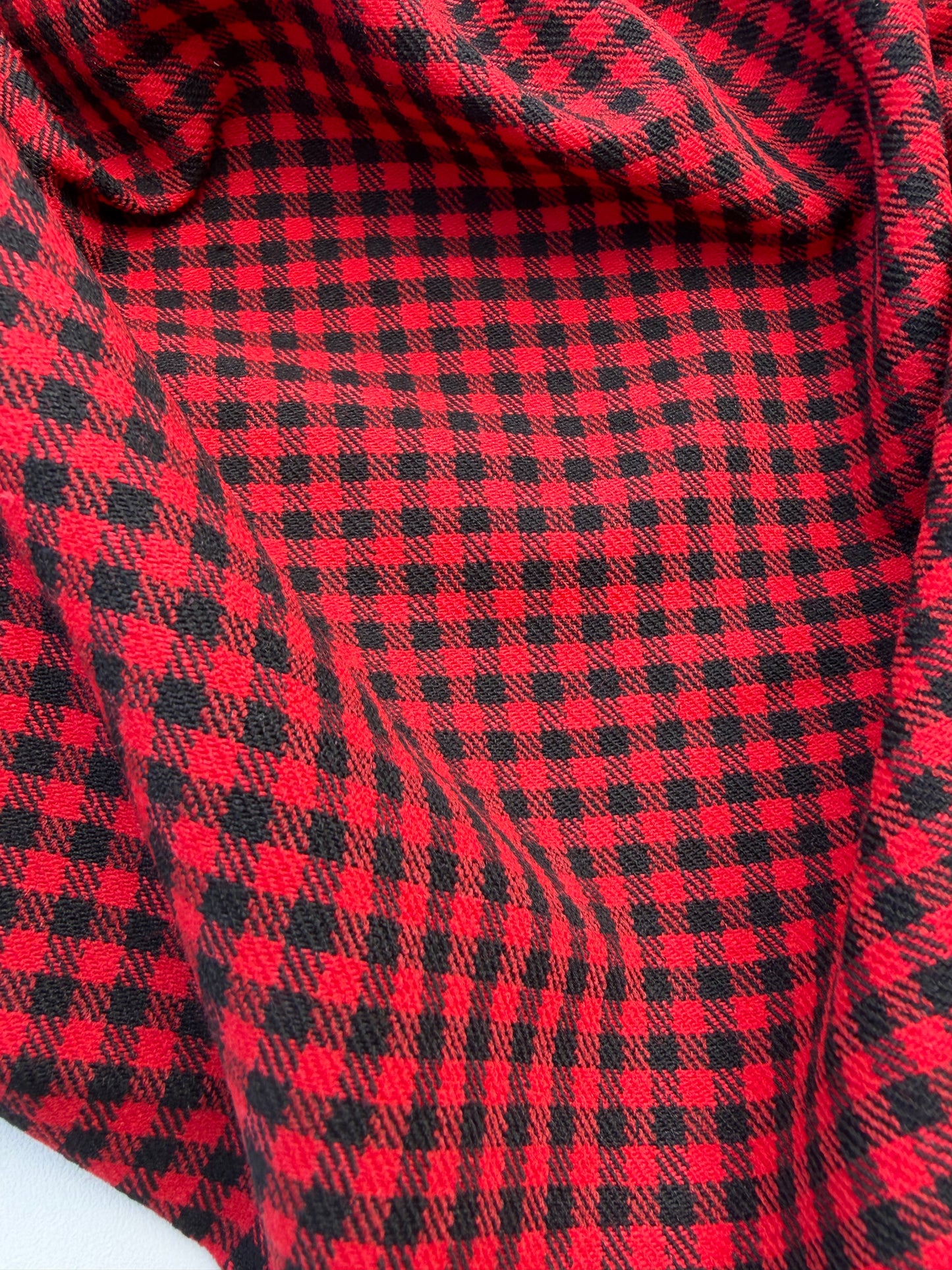 WOOL EDIT 036 red/black 3mm checkered stretch fabric with wool