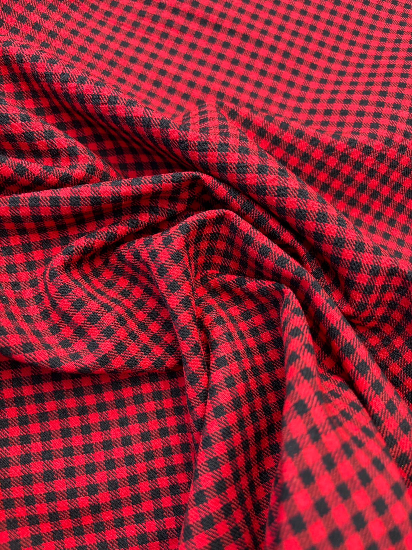 WOOL EDIT 036 red/black 3mm checkered stretch fabric with wool